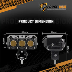 "FORCE USA 3 Lens LED Bar Pair: Illuminate Your Surroundings with Precision and - Image 3