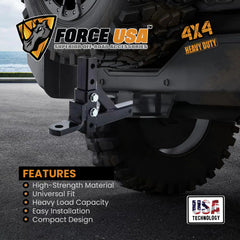 FORCE USA 5 Holes Adjustable Towing Hook - 2 Inch Receiver Mount 8 Positions - Image 4