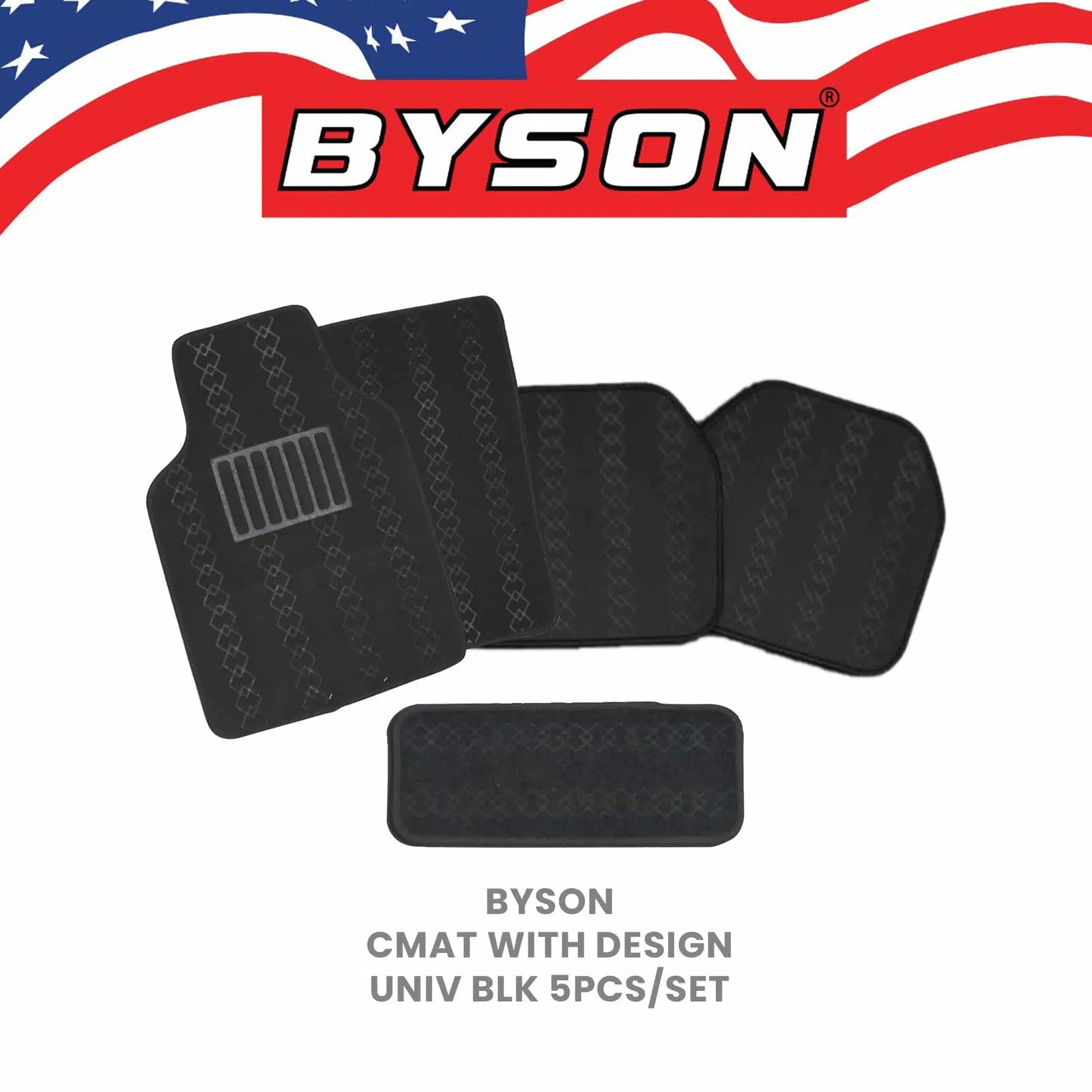 BYSON Durable Auto Universal 5-Pieces Car Mats with Diamond design