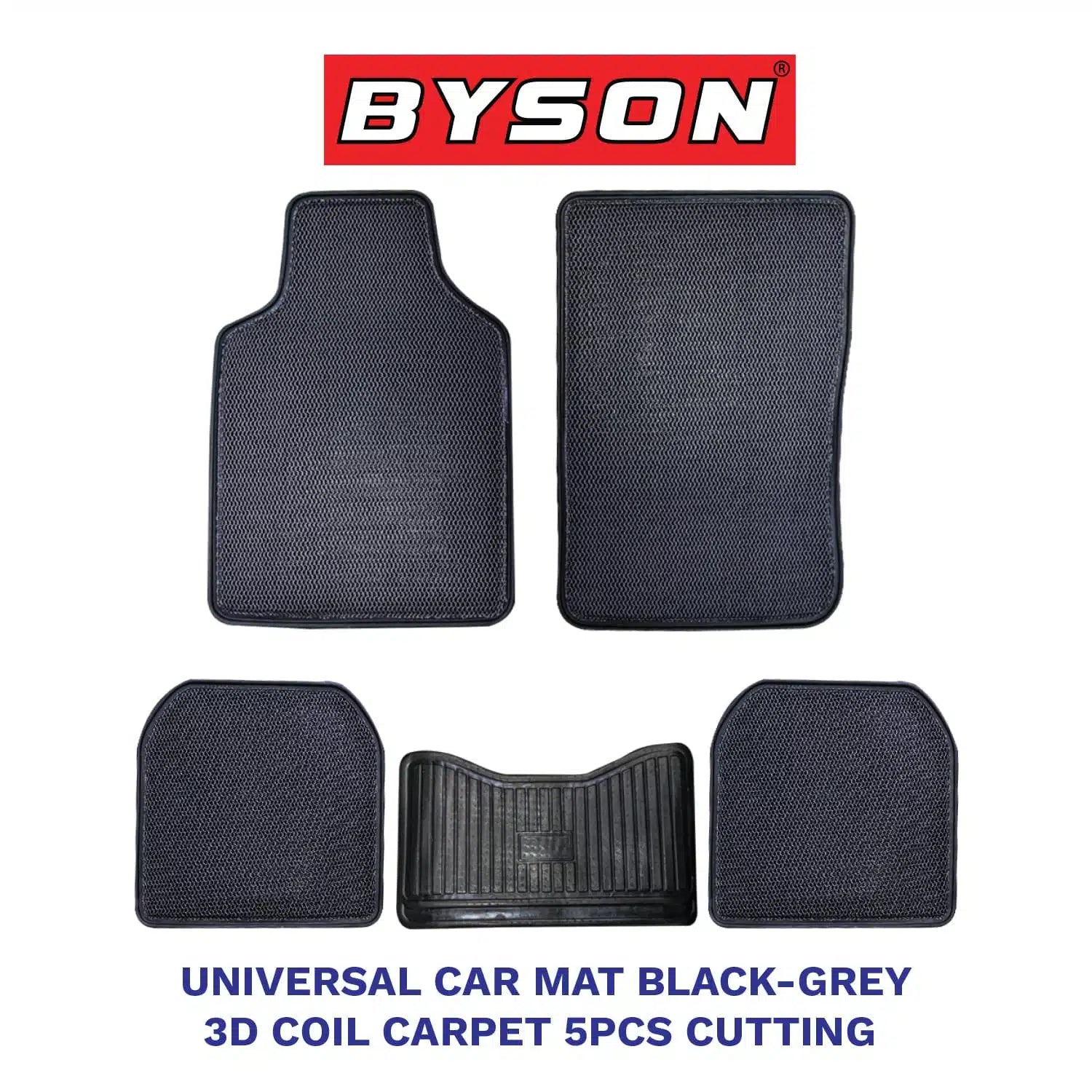 BYSON Durable Auto Universal 3D Coil Carpet 5-Pieces Cutting