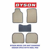 BYSON Durable Auto Universal Car Mat Diamond Design with Heel Pad 5-Pieces
