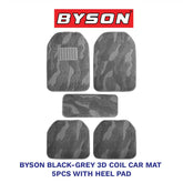 BYSON Durable Auto Universal Car Mat 3D Coil with Heel Pad 5-Pieces Cutting