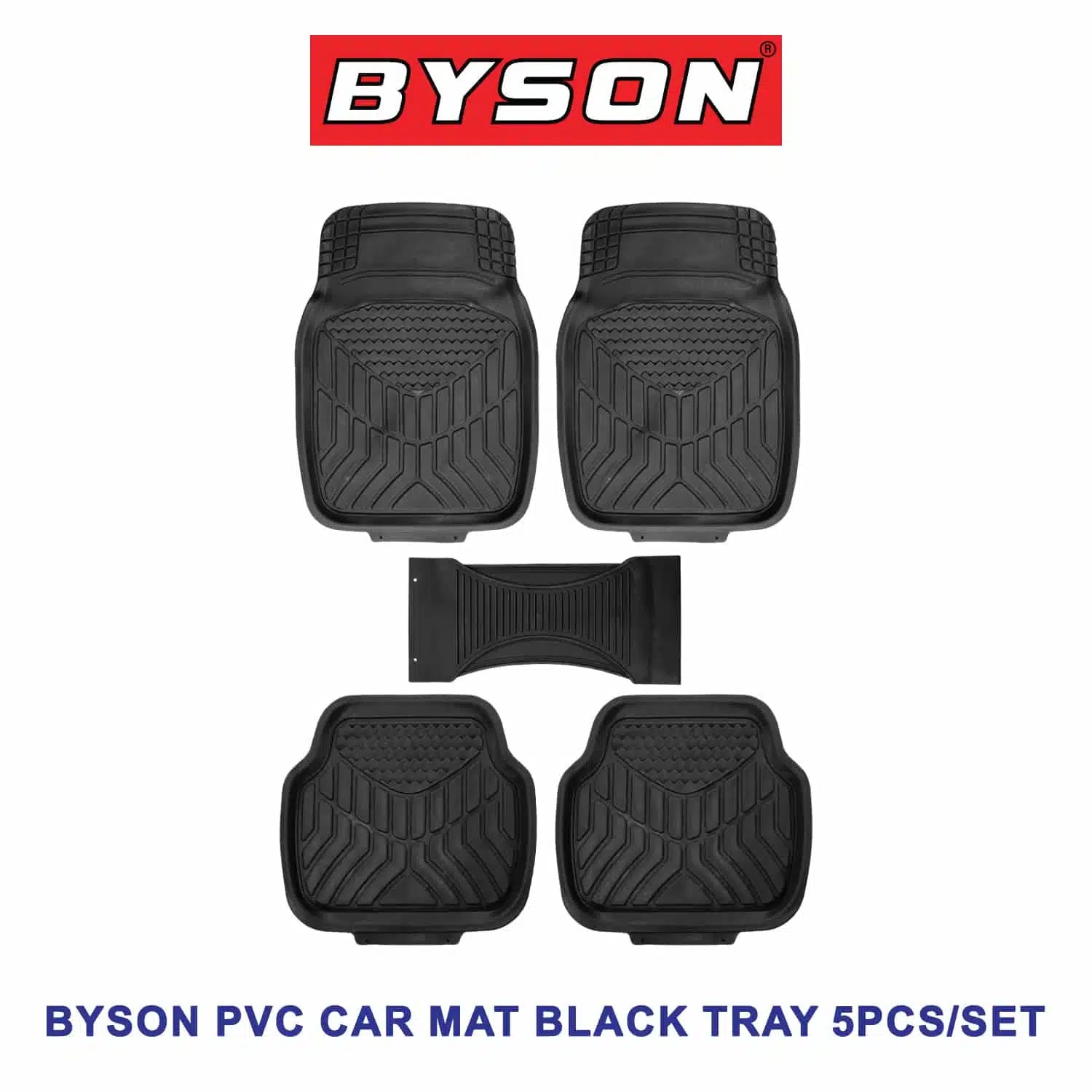 BYSON PVC Car Mat Black Tray 5 pieces set