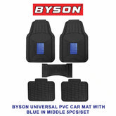 BYSON Universal PVC Car Mat with Blue in Middle 5 Pieces Set