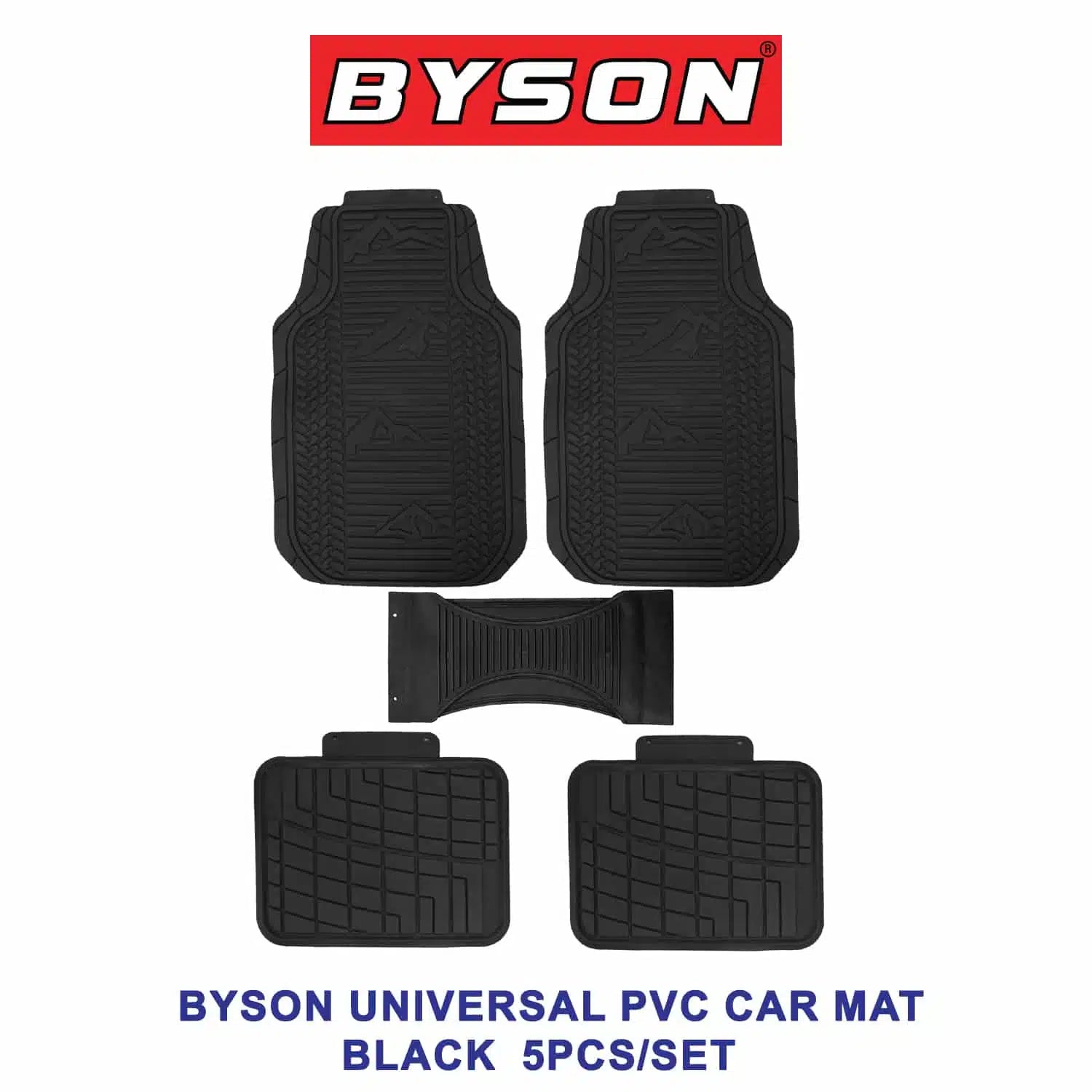 BYSON Universal PVC Car Mat Black 5 Pieces Set