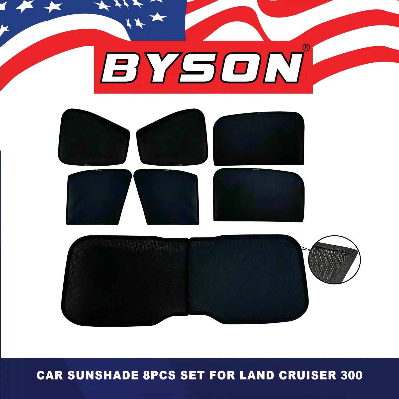 Byson 8-Piece Car Sunshade Set for Land Cruiser 300 � Maximum Sun & UV Pr