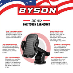 BYSON LONG NECK ONE TOUCH CAR MOUNT WITH 360 DEGREE ROTATION - Image 3