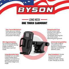 BYSON LONG NECK ONE TOUCH CAR MOUNT WITH 360 DEGREE ROTATION - Image 3
