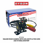 BYSON SQUARE REAR CAMERA WITH LED LIGHTS & FISH LENS (WITH STAND) AHD720P