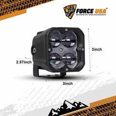 FORCE USA 3 IN COMPACT CUBE DRIVING LUMA LIGHT FOG -WHITE - Image 2