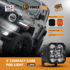 FORCE USA 3 IN COMPACT CUBE DRIVING LUMA LIGHT-WHITE - Image 3