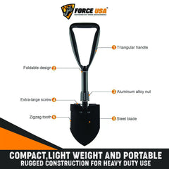 Force USA Folding Survival Shovel With Pick - 47 Cm - Image 3