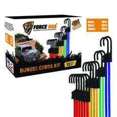 FORCE USA Premium Bungee Cords with Hooks (12PCS)
