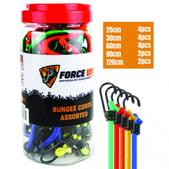 FORCE USA Premium Bungee Cords with Hooks (16PCS)
