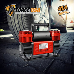 FORCE USA Heavy Duty Double Cylinder Air Compressor (Red) - Image 4