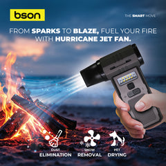 Bson Hurricane Pro Jet Fan 3-in-1 – 4000mAh, 130,000 RPM, Type-C Charging, Stepless Speed Control, Ultra-Long Battery Life, Dust Elimination, Snow Removal, Pet Drying
