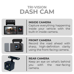 Bson Tri-Vision Dash Cam – 3-Channel Camera with 1080P Front - Image 4