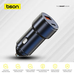 48W Fast Car Charger – 4X Fast Charging with Dual USB Ports (USB-A & USB-C), QC3.0 100W MAX + PD 25W, Smart Safety Protections Included