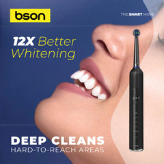 BSON Super Oscillating Toothbrush, Ultra Whitening Toothbrush with 15 Modes, 50 Days Long Usage Period, with 5 Cleaning Modes, 3 Intensity Modes, Travel Case with 3 Brush Heads, IPX7 Waterproof, & Type-C Charging.