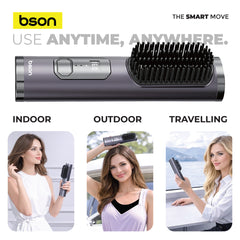 BSON Classy Portable Hair Comb-Cordless Smart Styling Brush with Digital Display, Hair Straightening and Hair Curler