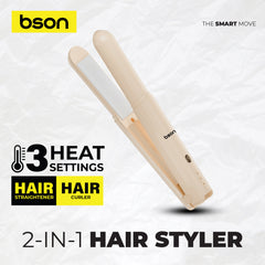 Bson 2-in-1 Hair Styler – Cordless Hair Straightener & Curler with 3 Heat Settings, 40 Million Negative Ions, Dual-Purpose Design, 35W Power, 220V, with Protective Lid