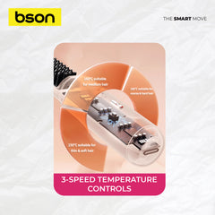 Bson 2-in-1 Hair Comb – Cordless Hair Straightener & Curler with 3 Heat Settings, 200 Million Negative Ions, Light Weight Design, LONG ENDURING with Protective Lid