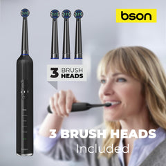 BSON Super Oscillating Toothbrush, Ultra Whitening Toothbrush with 15 Modes, 50 Days Long Usage Period, with 5 Cleaning Modes, 3 Intensity Modes, Travel Case with 3 Brush Heads, IPX7 Waterproof, & Type-C Charging.