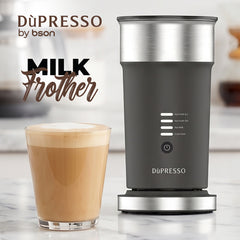 DùPRESSO by BSON Electric Milk Frother and Steamer, 500W, 190ml, Hot and Cold Frothing, Hot Milk, 4 Modes, Non Stick Interior, Automatic Switch Off, Detachable Power Base