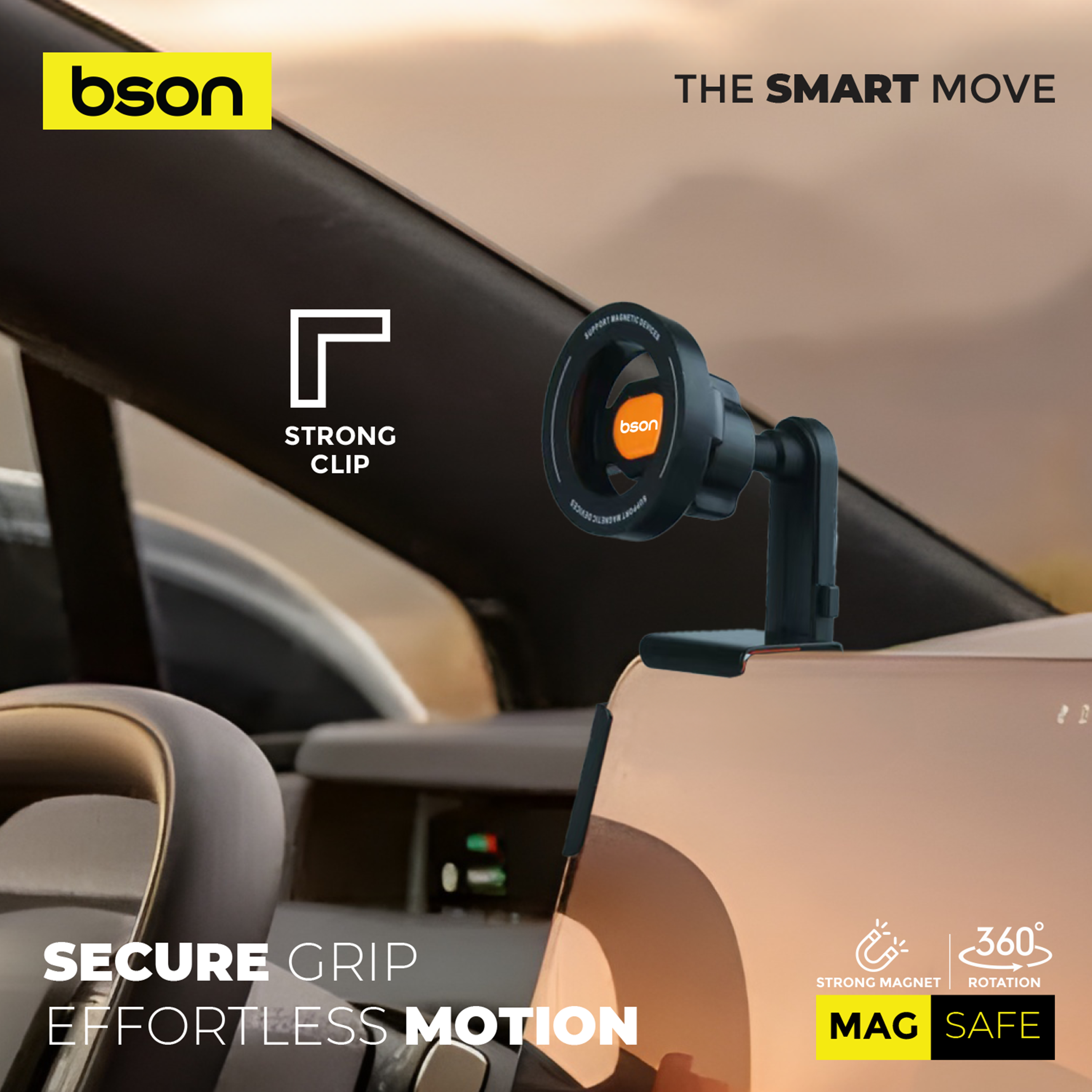 Bson New All Screen Phone Holder – Strong Magnetic MagSafe Car Mount with 360° - Image 3