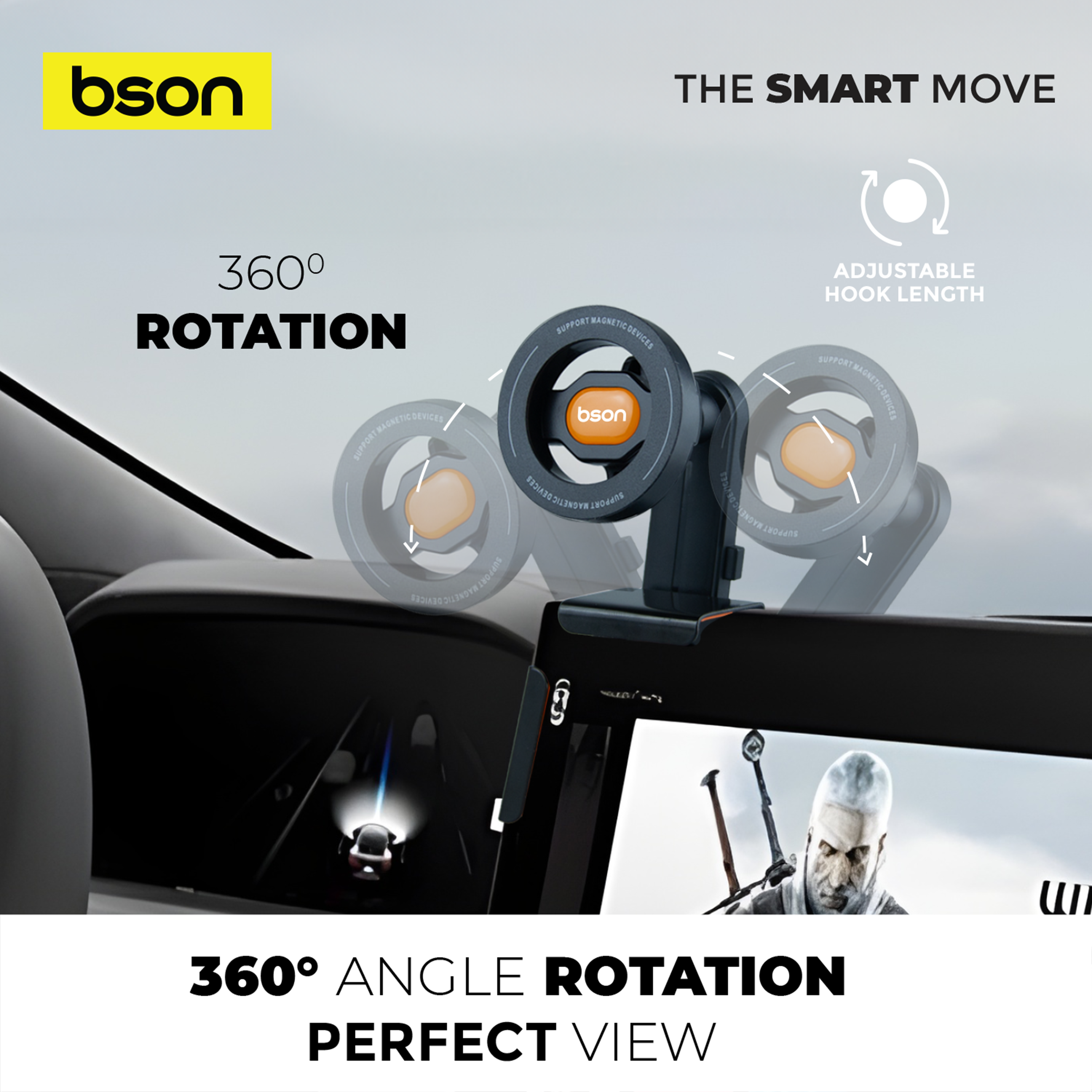 Bson New All Screen Phone Holder – Strong Magnetic MagSafe Car Mount with 360° - Image 4
