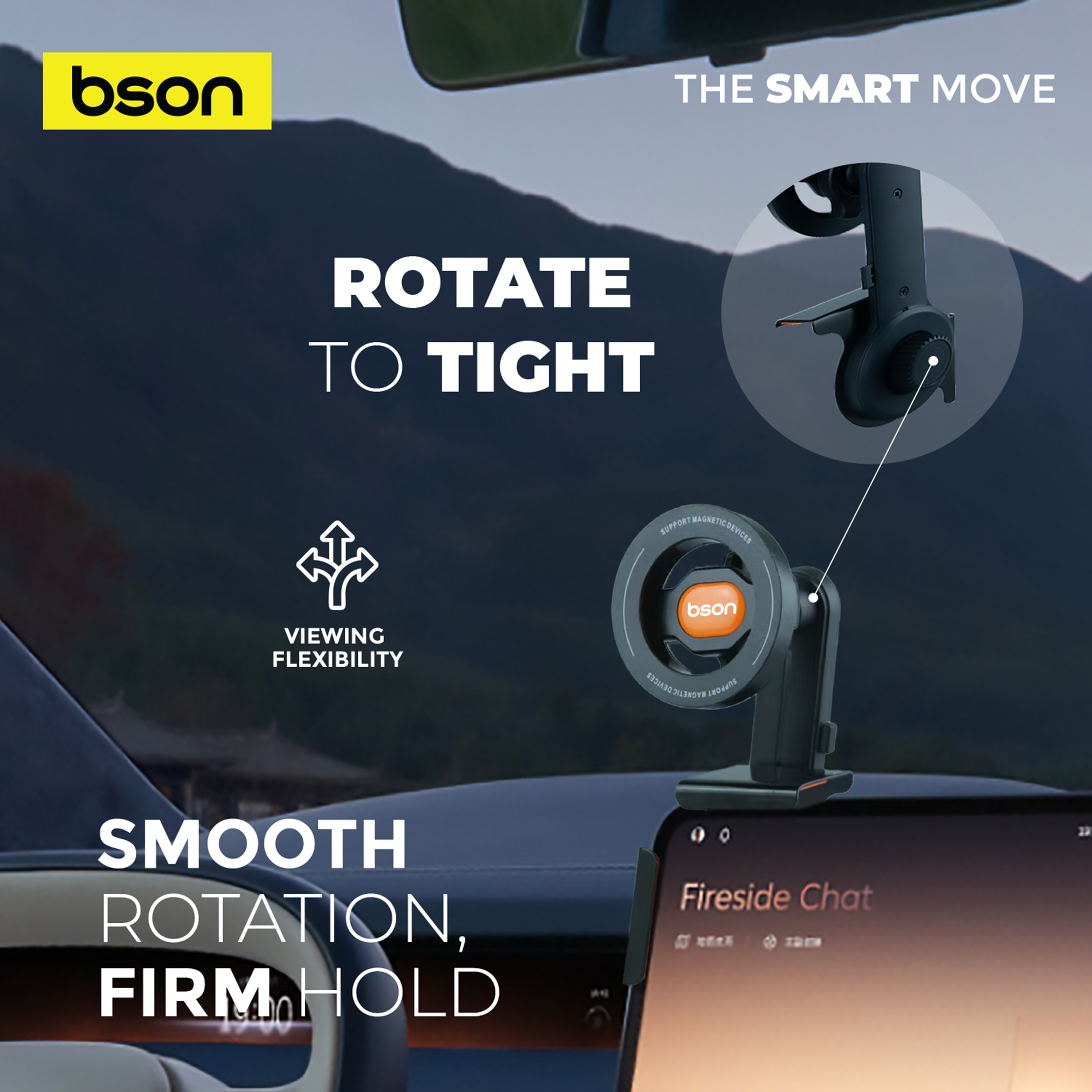 Bson New All Screen Phone Holder – Strong Magnetic MagSafe Car Mount with 360° - Image 5