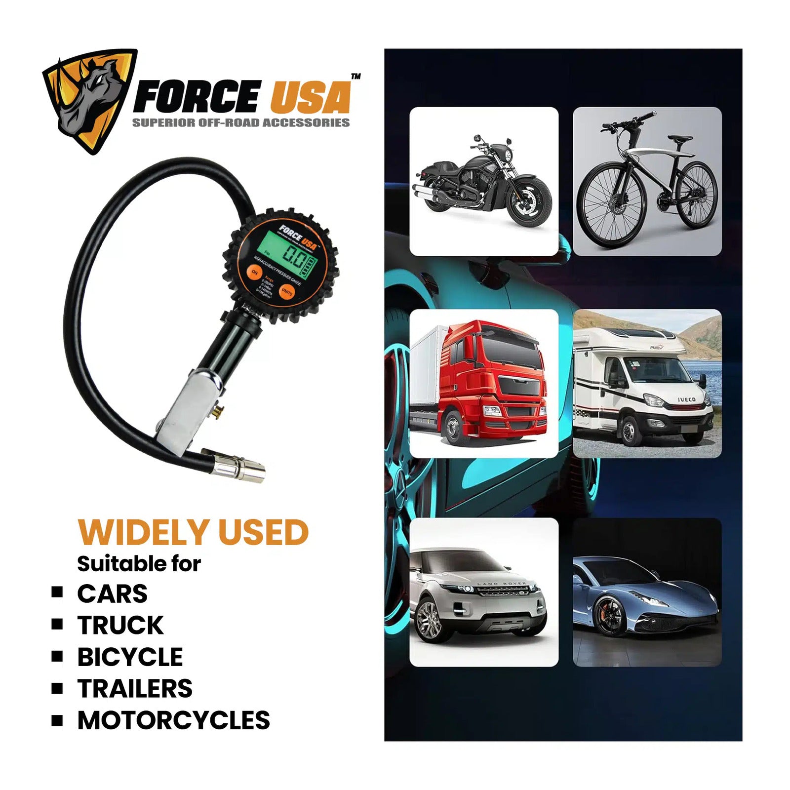 FORCE USA Digital Tire guage Inflator/Deflator: Effortless Tire Management - Image 7