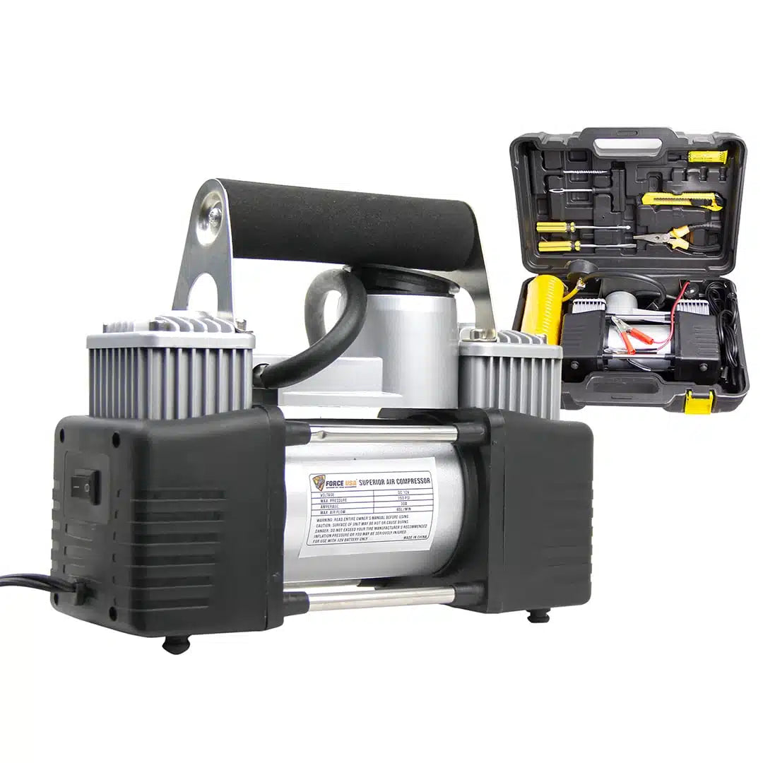 FORCE USA Heavy Duty Air Compressor with Tool Thick Handle - DC 12V
