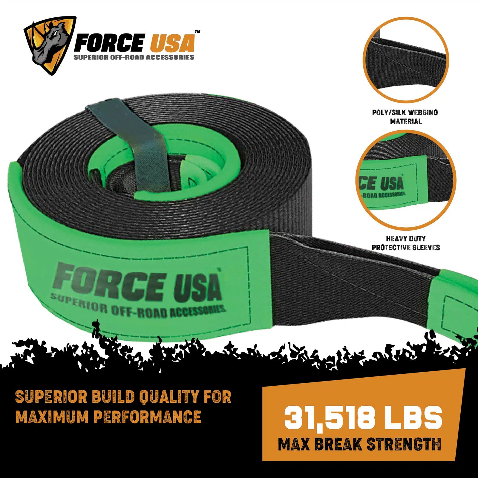 FORCE USA Recovery Tow Strap - Image 2