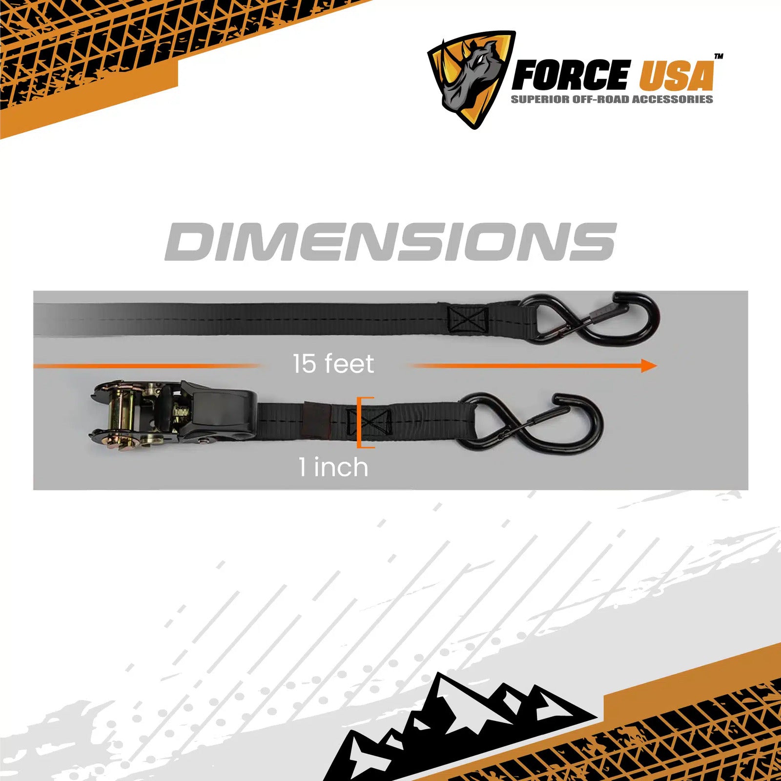 FORCE USA Ratchet Tie Down Straps - Image 4