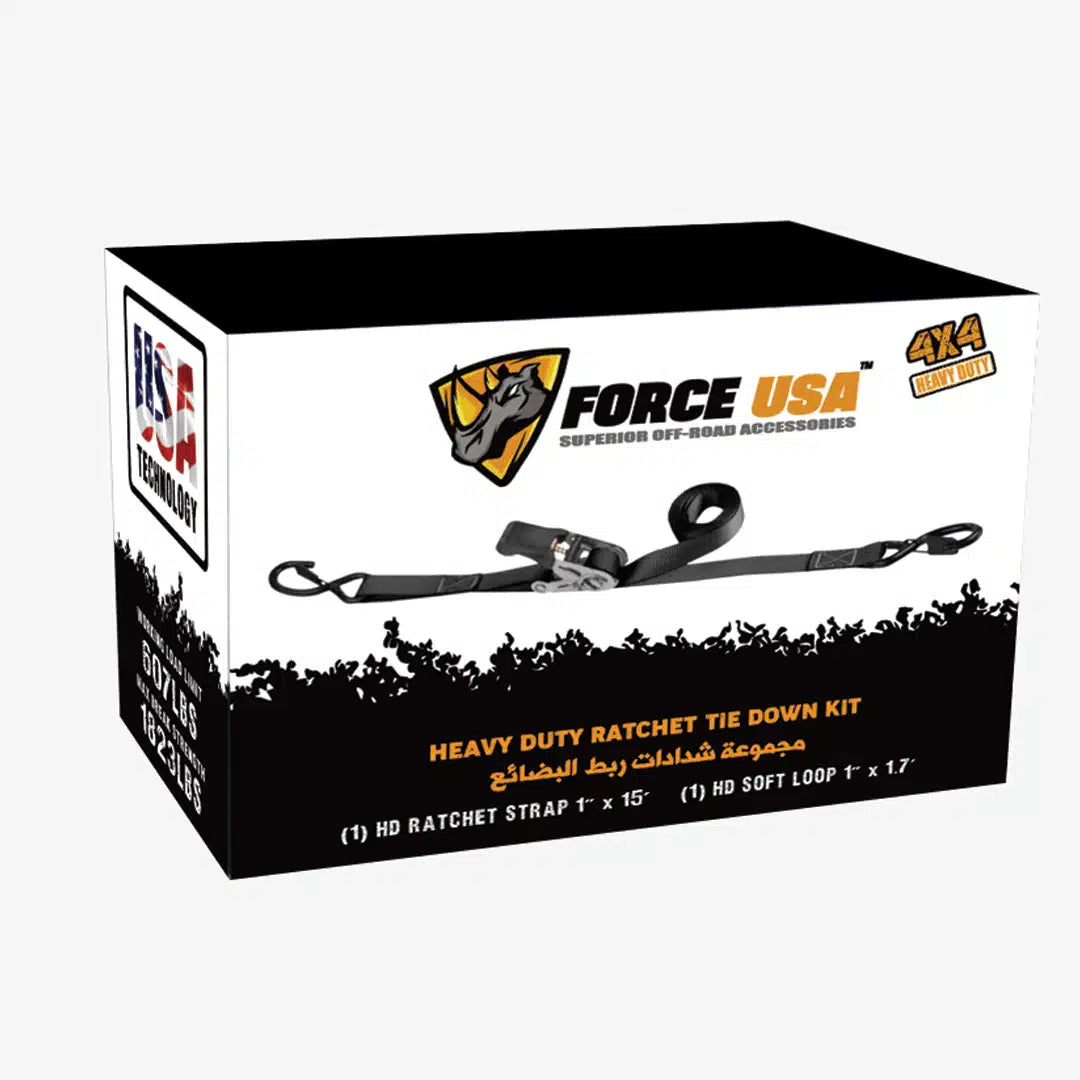 FORCE USA Ratchet Tie Down Straps - Image 2