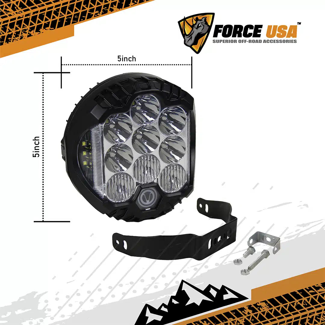 FORCE USA Round Work Light  7 Inches [YELLOW/ WHITE] - Image 3