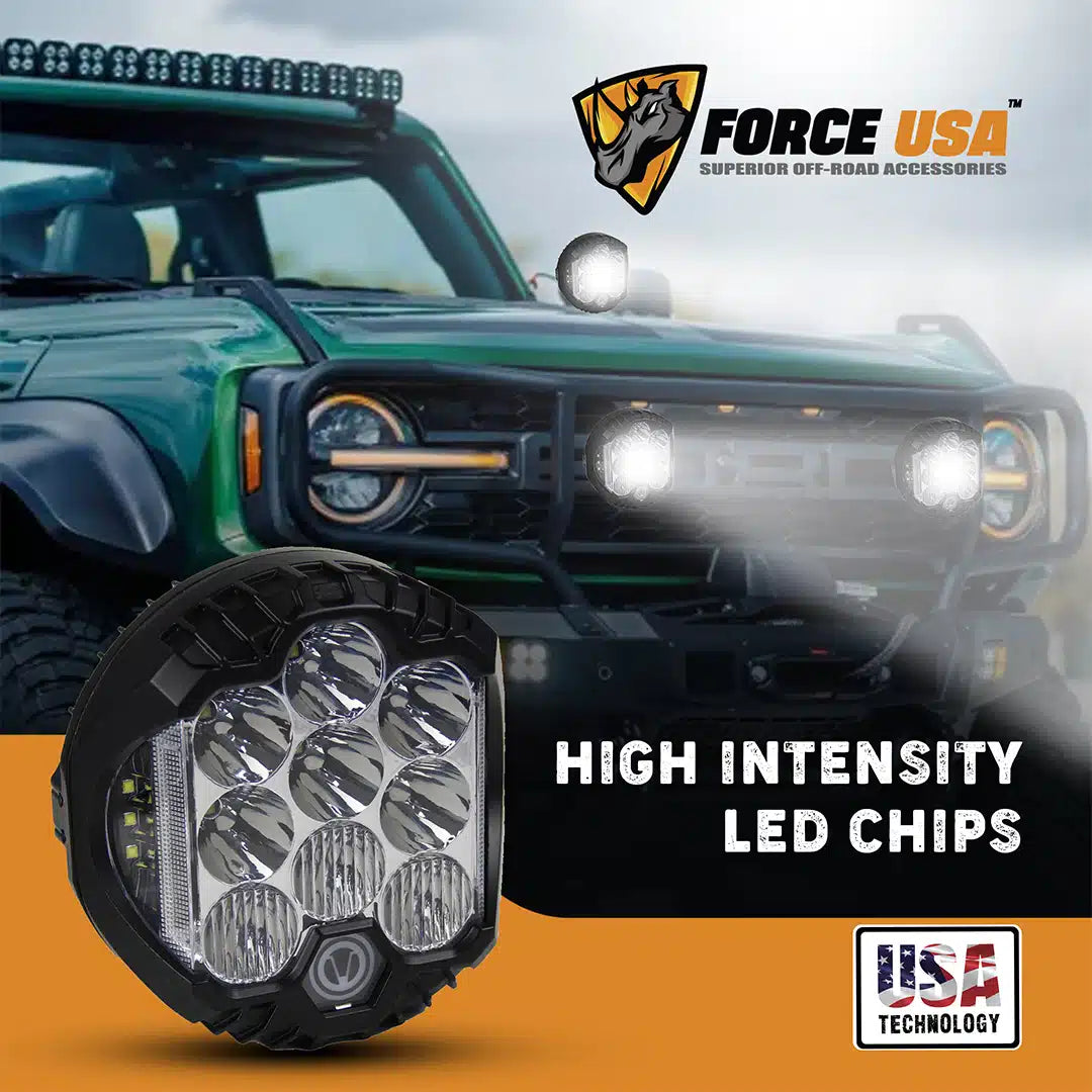 FORCE USA Round Work Light  7 Inches [YELLOW/ WHITE] - Image 4
