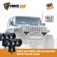 "FORCE USA 3 Lens LED Bar Pair: Illuminate Your Surroundings with Precision and - Image 2