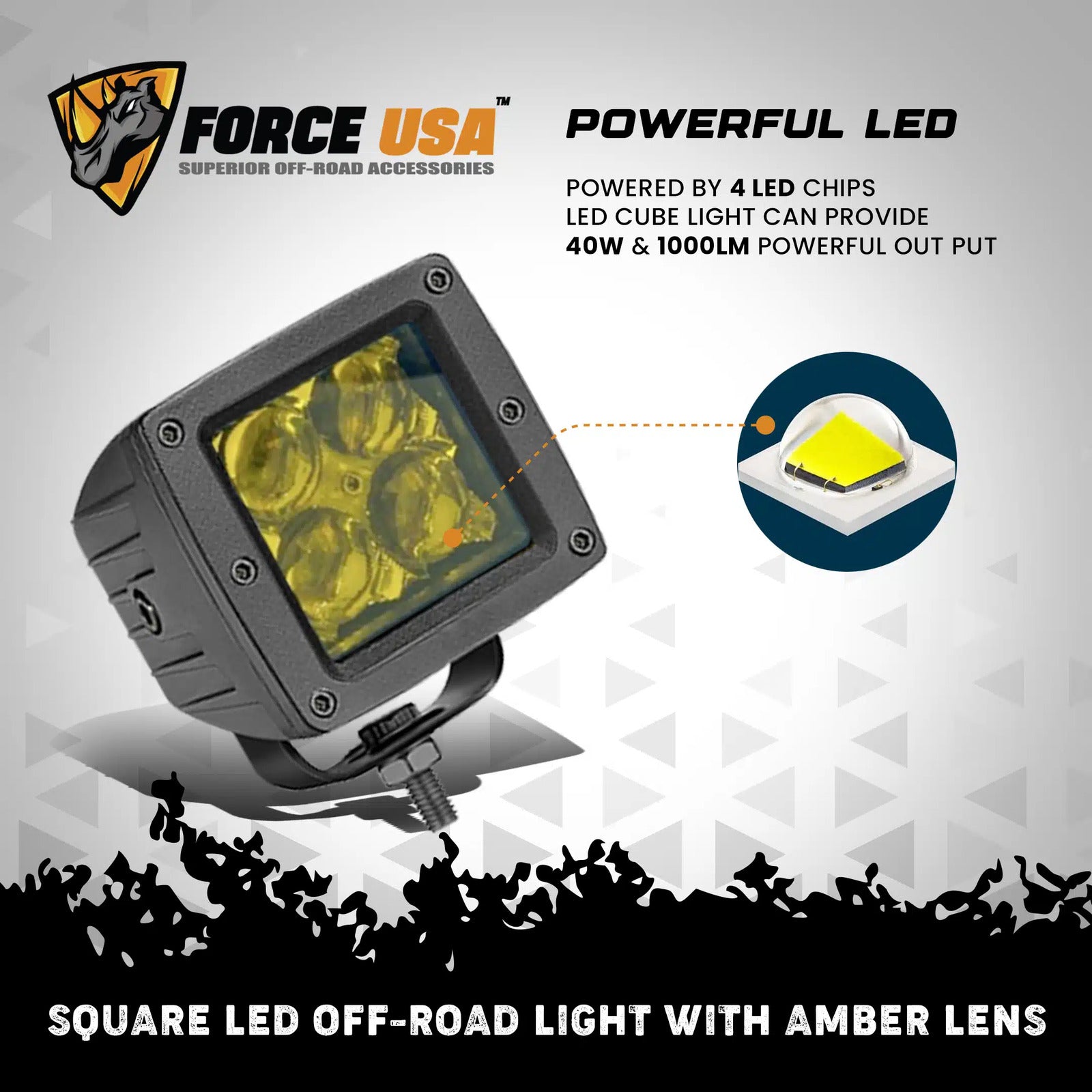 FORCE USA square type LED light yellow 120W High Lumen Spot LED Cubes Yellow LED - Image 3