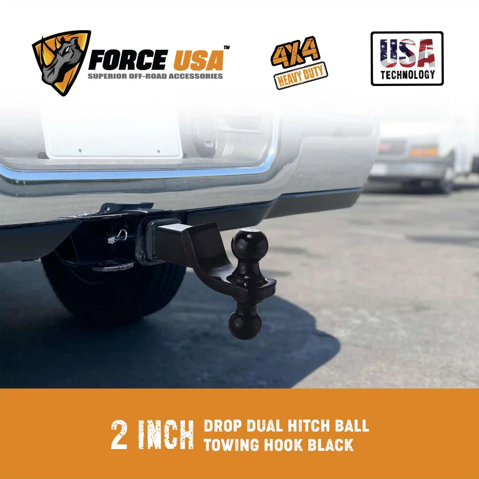 FORCE USA Hitch Ball Mount with 2 in Ball & Hitch Pin - Image 2