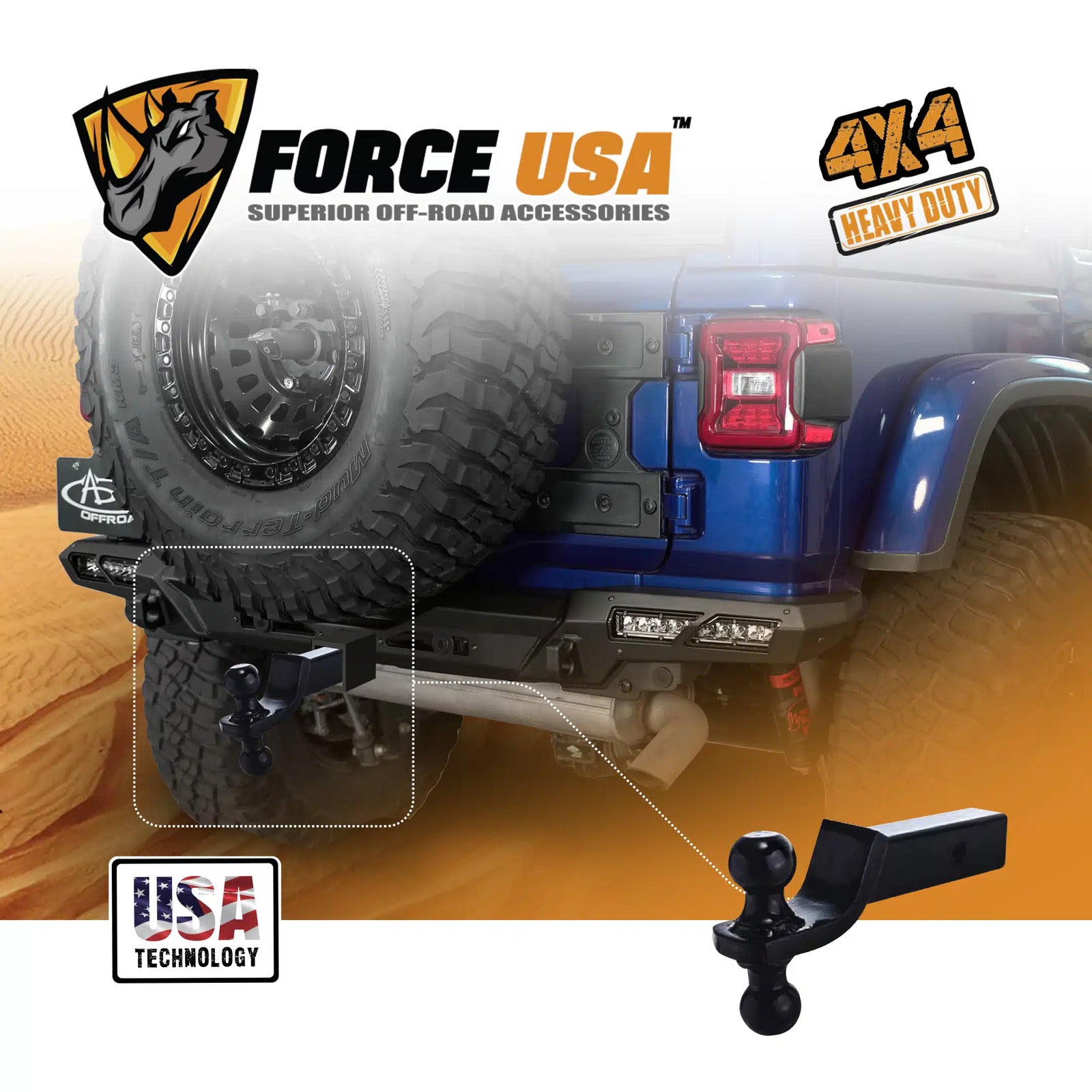 FORCE USA Hitch Ball Mount with 2 in Ball & Hitch Pin - Image 6