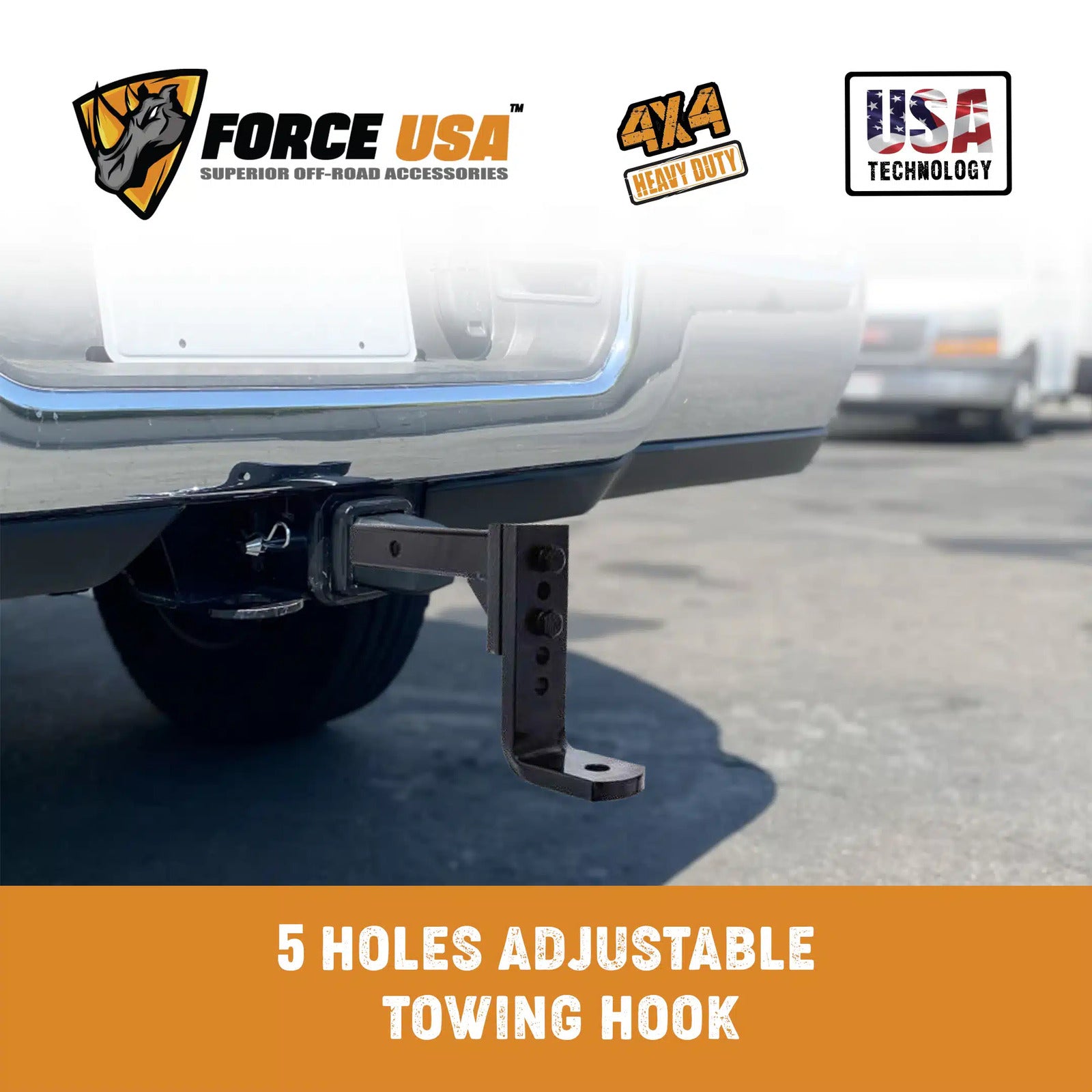 FORCE USA 5 Holes Towing Hook- Durable Steel Construction - Image 3