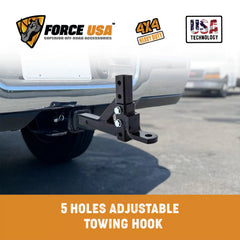 FORCE USA 5 Holes Adjustable Towing Hook - 2 Inch Receiver Mount 8 Positions - Image 3