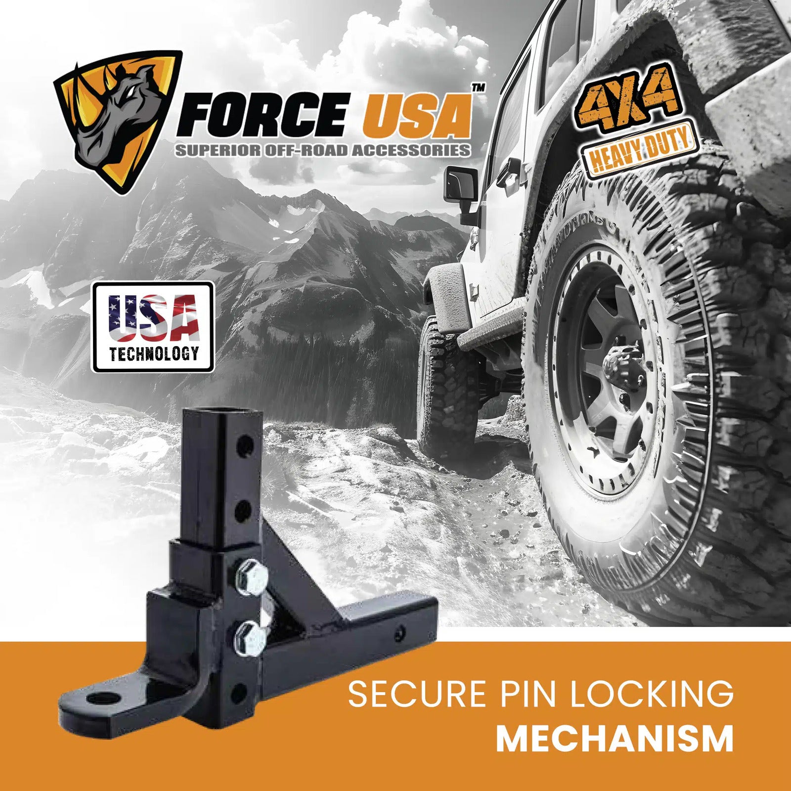 FORCE USA 5 Holes Adjustable Towing Hook - 2 Inch Receiver Mount 8 Positions - Image 5