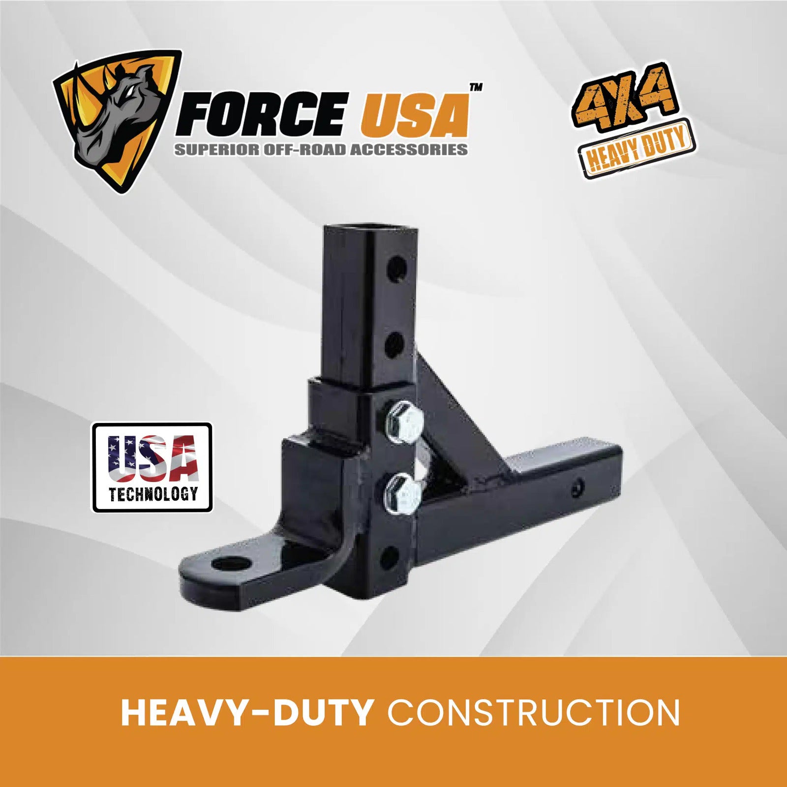 FORCE USA 5 Holes Adjustable Towing Hook - 2 Inch Receiver Mount 8 Positions - Image 6