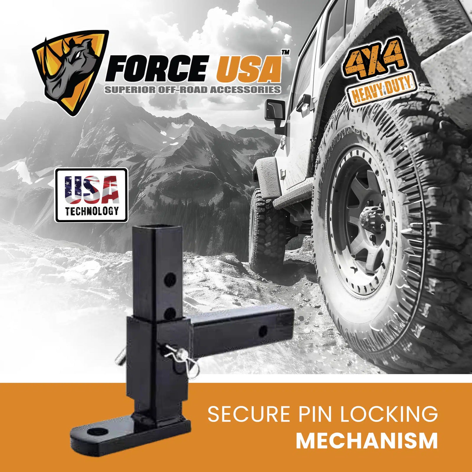FORCE USA 4 Holes Adjustable Towing Hook in Black: Unleash Your Towing Power! - Image 5