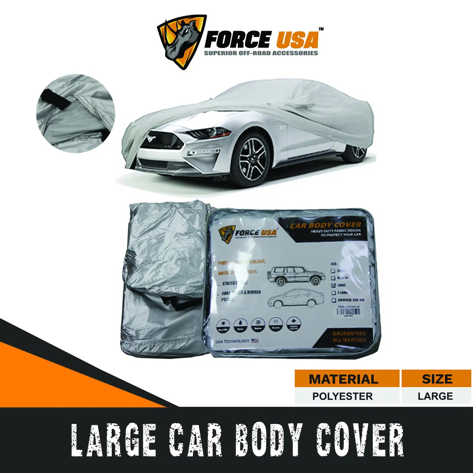 FORCE USA Car Cover Waterproof All Weather for Automobiles - Image 8