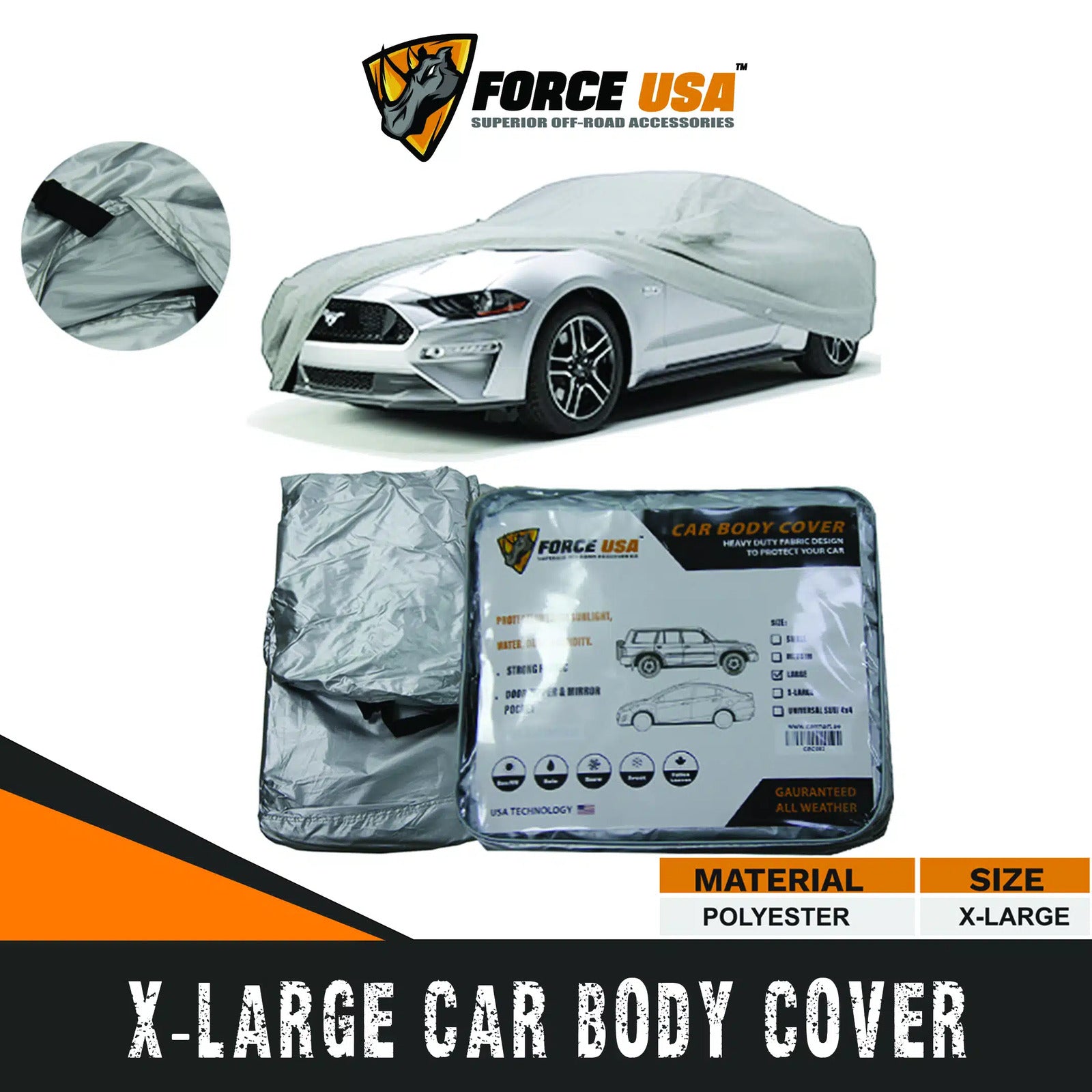 FORCE USA Car Cover Waterproof All Weather for Automobiles - Image 9