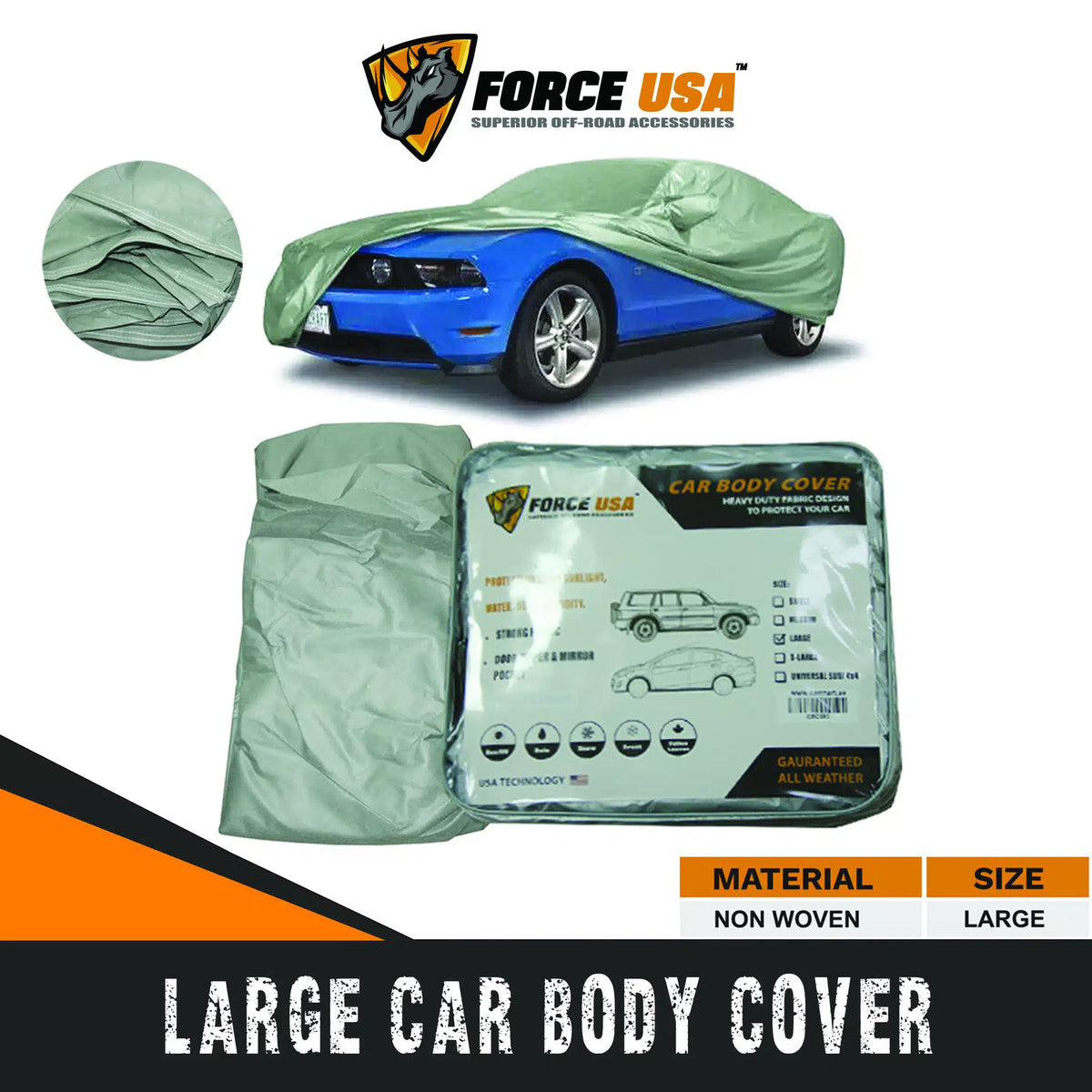 FORCE USA Car Cover Waterproof All Weather for Automobiles - Image 10